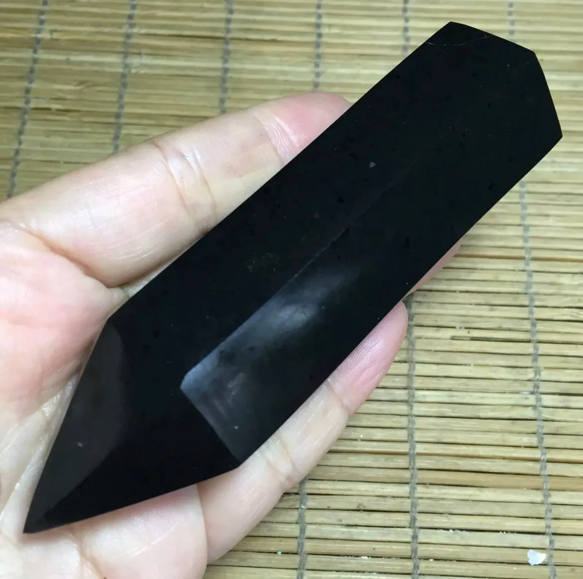 Natural Black Tourmaline gemstone Point Healing Wand Obelisk