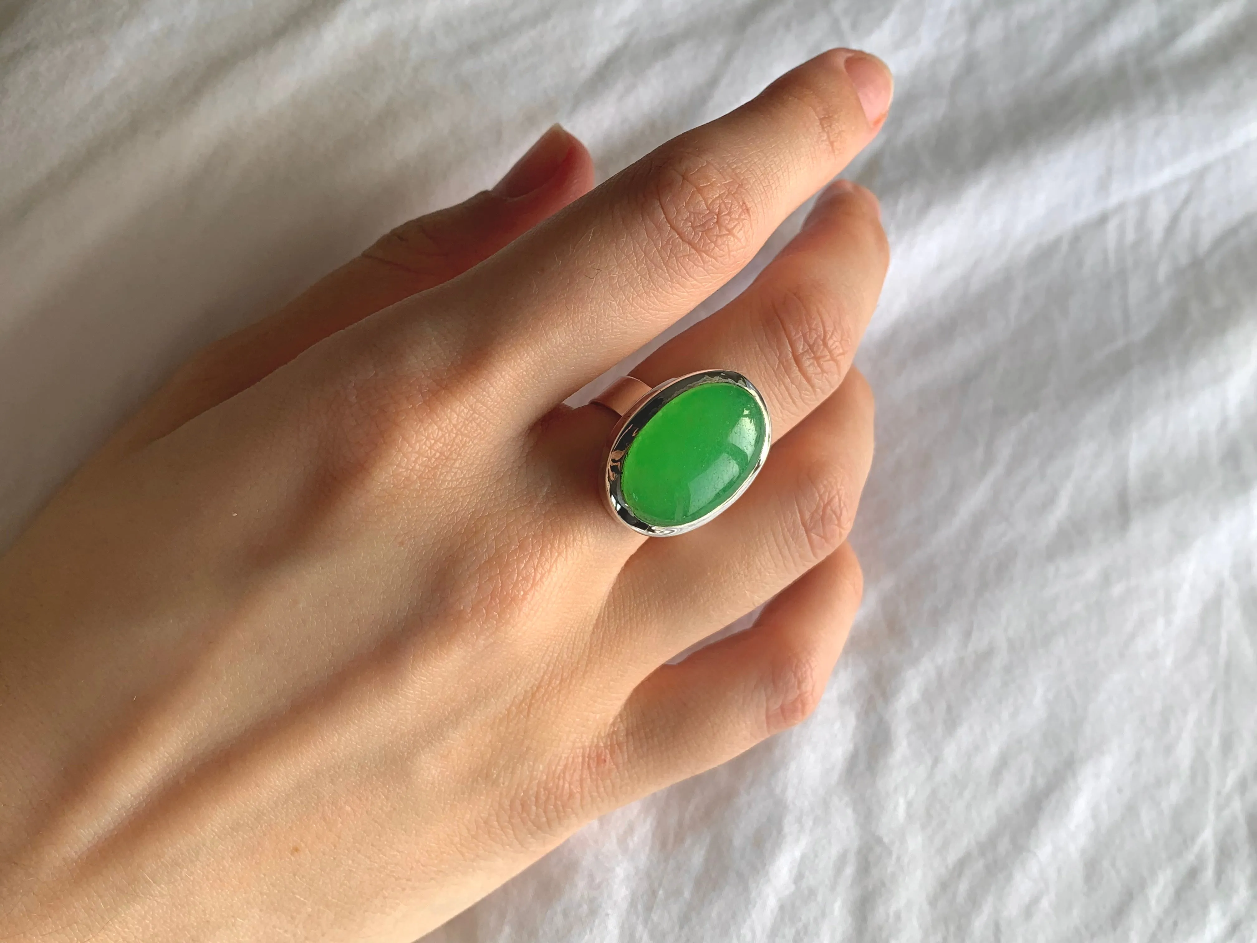 Nephrite Jade Naevia Ring - Reg. Oval