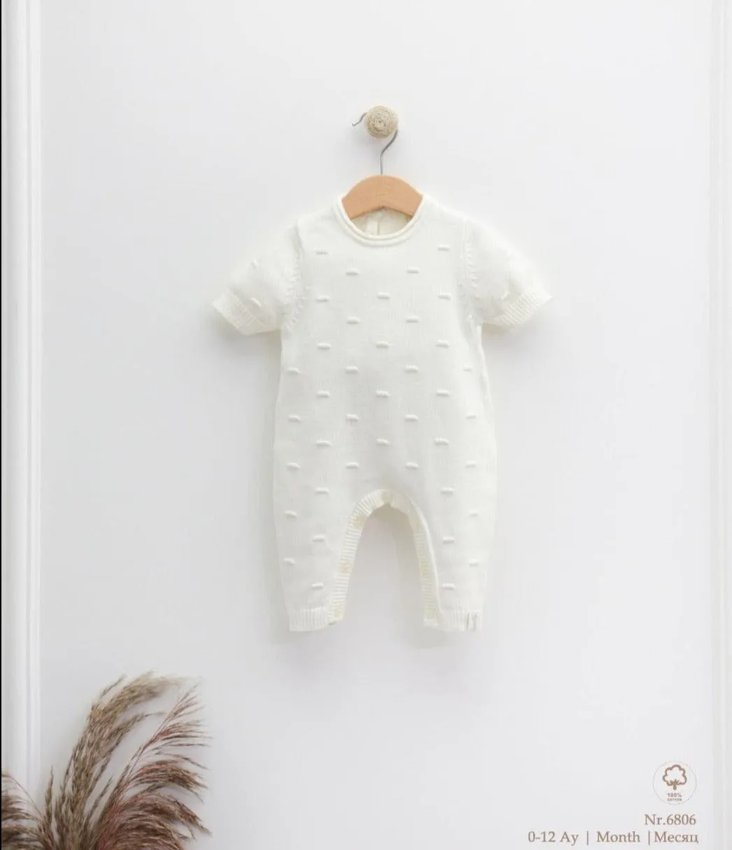 Nipperland Baby Mdchen und Jungen Strick Overall-Bio-Baumwolle-Creme-6806