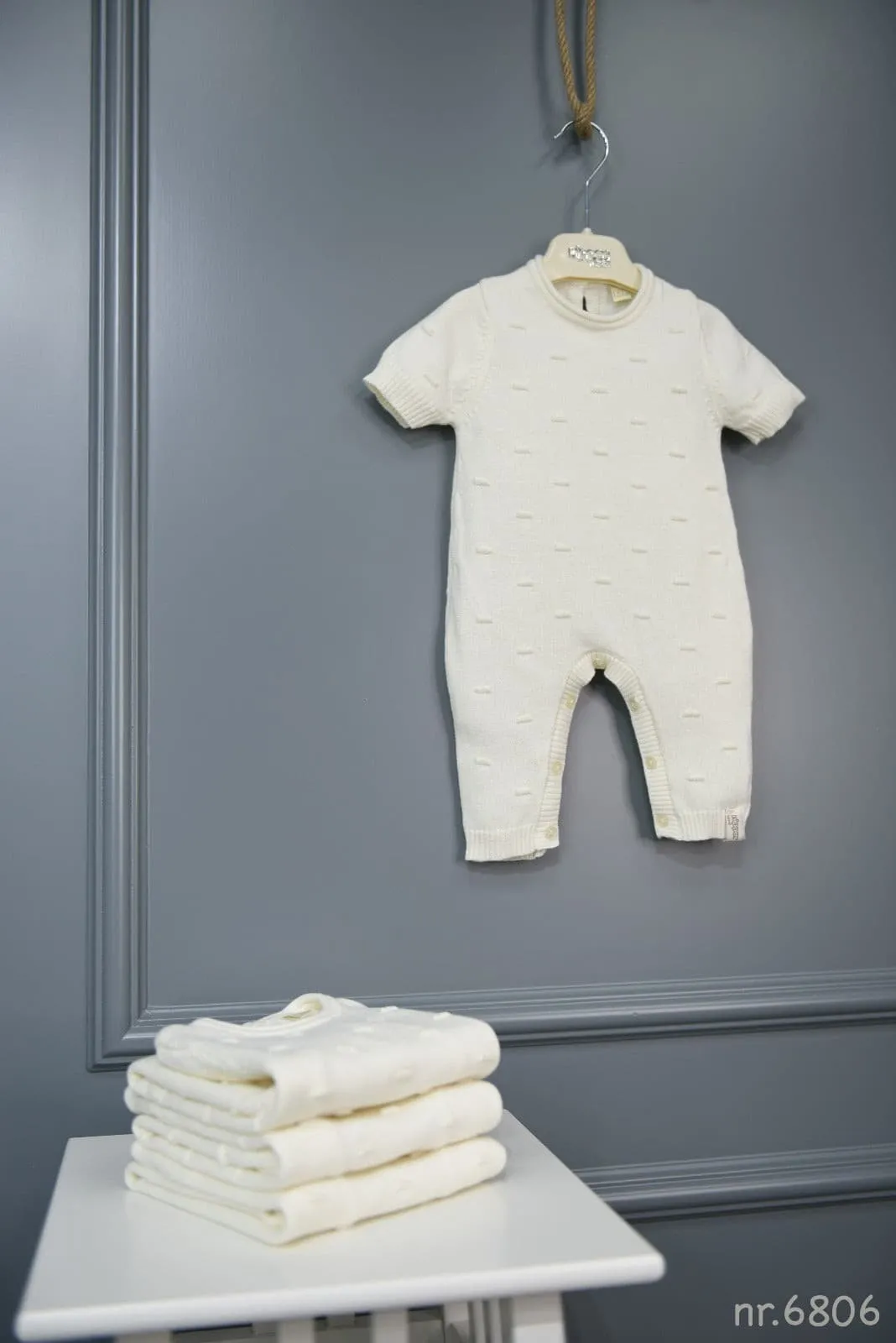 Nipperland Baby Mdchen und Jungen Strick Overall-Bio-Baumwolle-Creme-6806