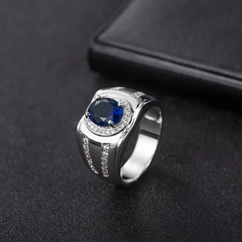 Oval Shaped Sapphire Silver Ring