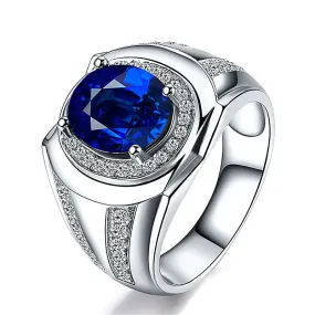 Oval Shaped Sapphire Silver Ring