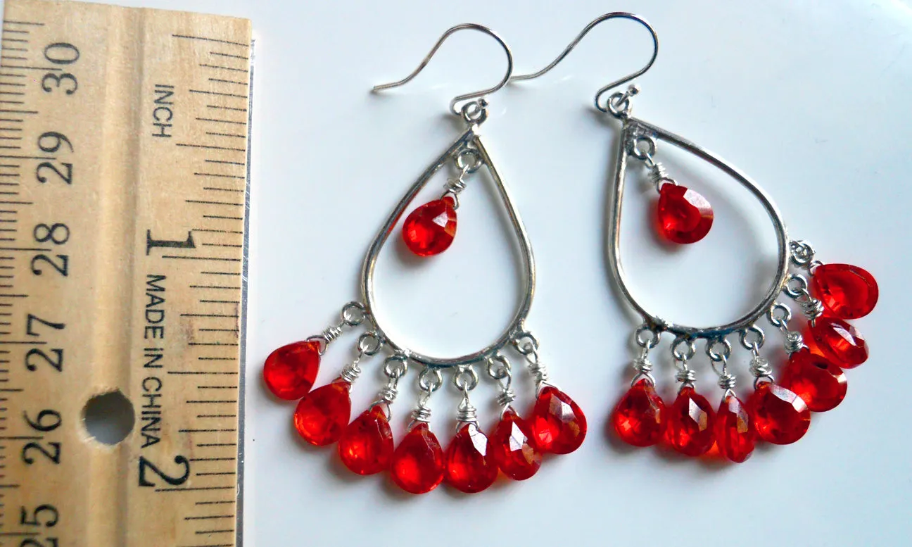 Padparadscha Sterling Chandelier Earrings