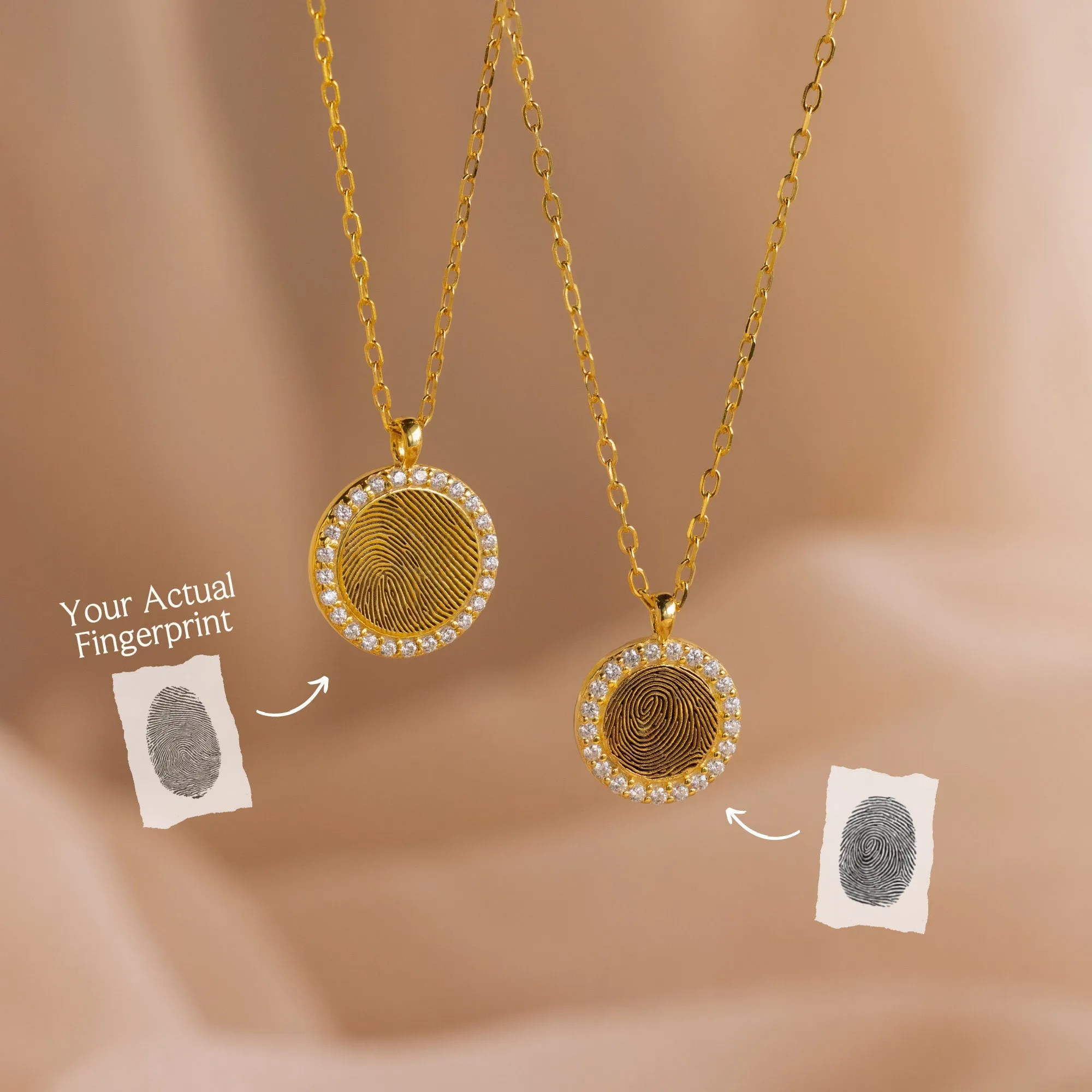 Pave Fingerprint Coin Necklace