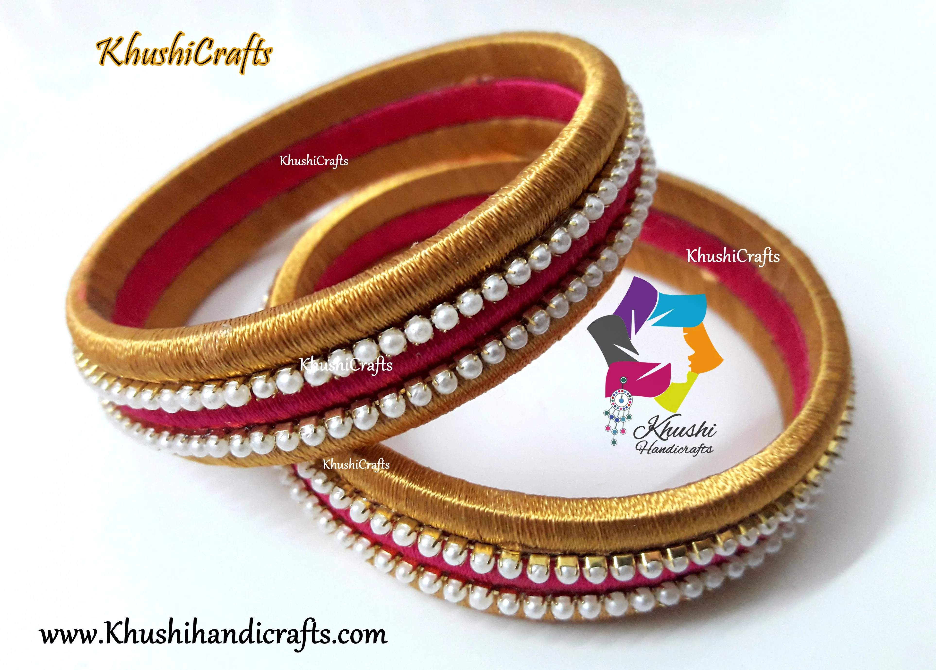 Pearl work Silk thread Bangles