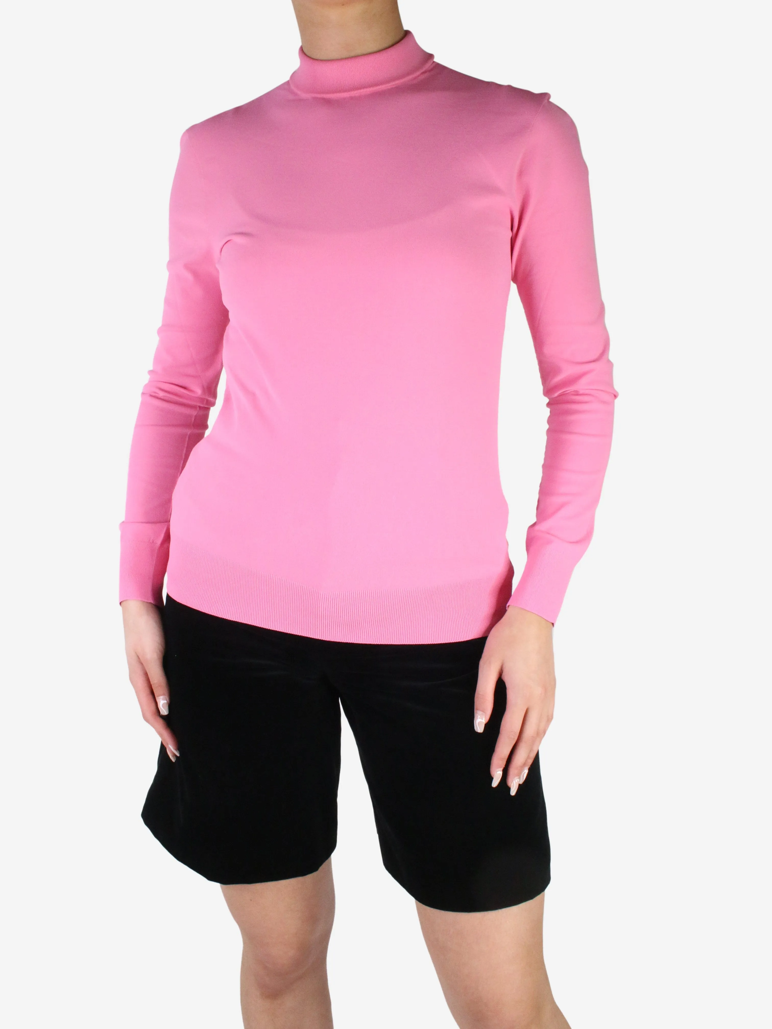 Pink long-sleeved high-neck top - size L