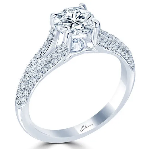 Point of Love Round Brilliant 1 Carat Diamond Split Shank Platinum Engagement Ring