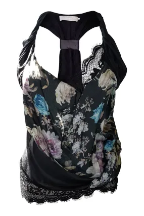 PREEN By THORNTON BREGAZZI Black Lace and Silk Camisole Top (M)