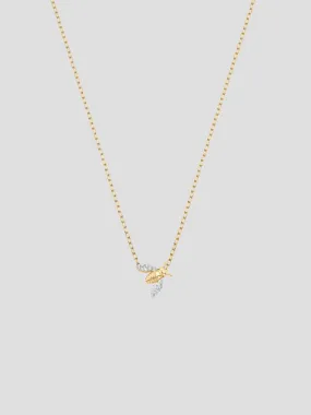 Queen Bee Yellow Gold White Diamond Petite 16 Necklace