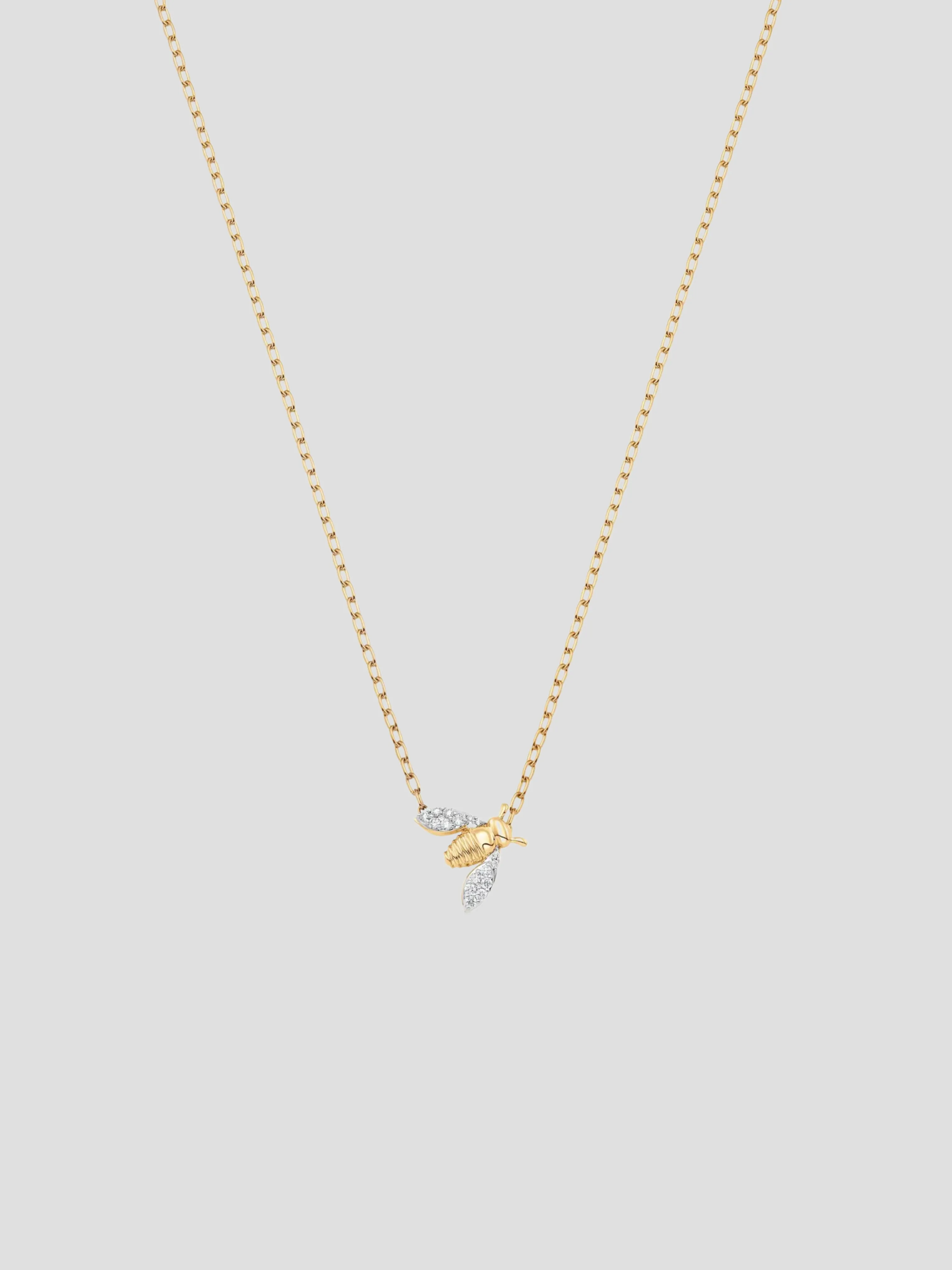 Queen Bee Yellow Gold White Diamond Petite 16 Necklace