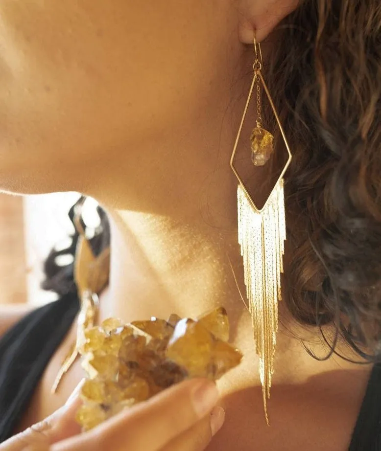 Radiate Citrine Gold Fringe Earrings