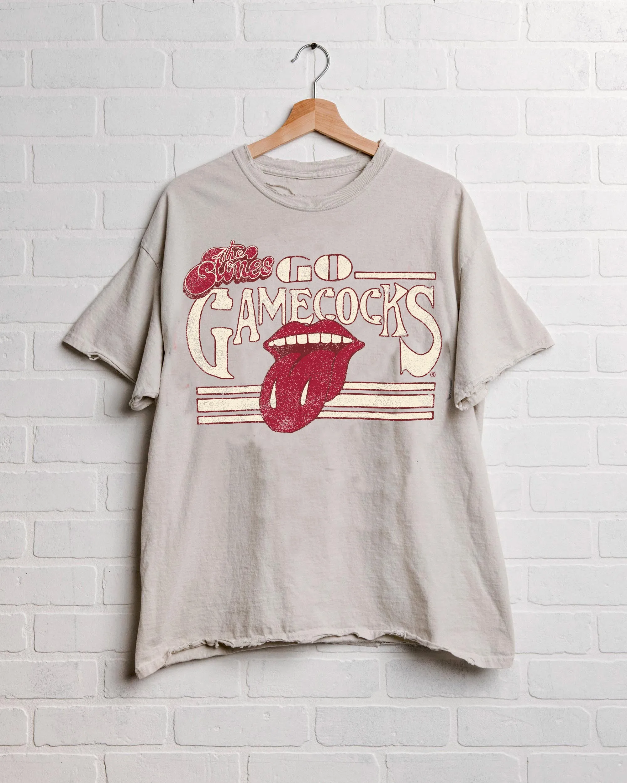 Rolling Stones Gamecocks Stoned Off White Thrifted Tee