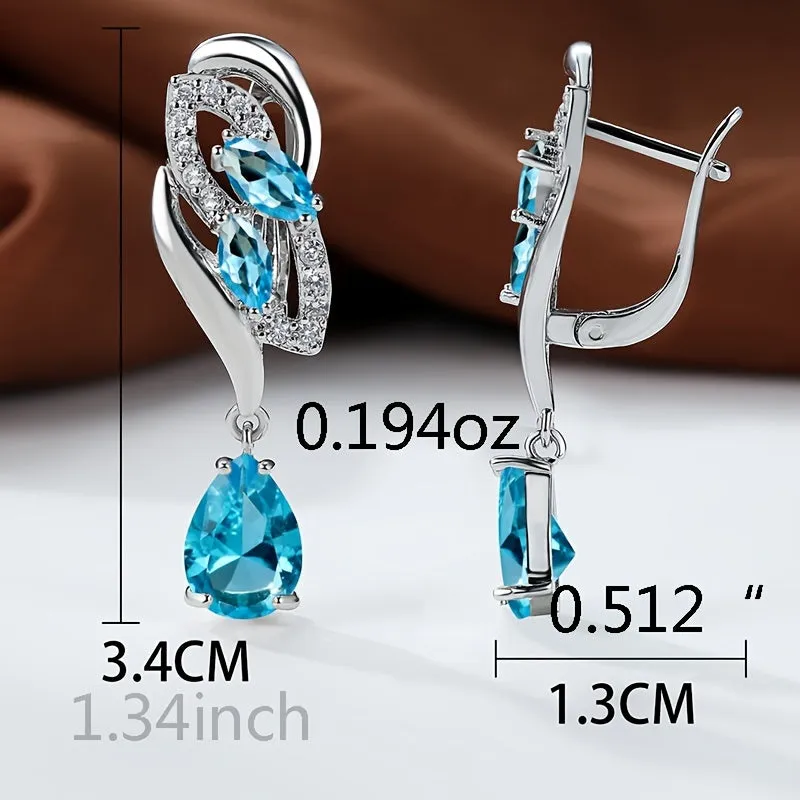 Romantic Crystal Dangle Earrings Water Cut Zircon Women Birthstone Party Earrings Jewelry Gifts