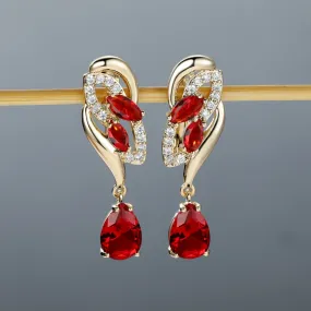 Romantic Crystal Dangle Earrings Water Cut Zircon Women Birthstone Party Earrings Jewelry Gifts