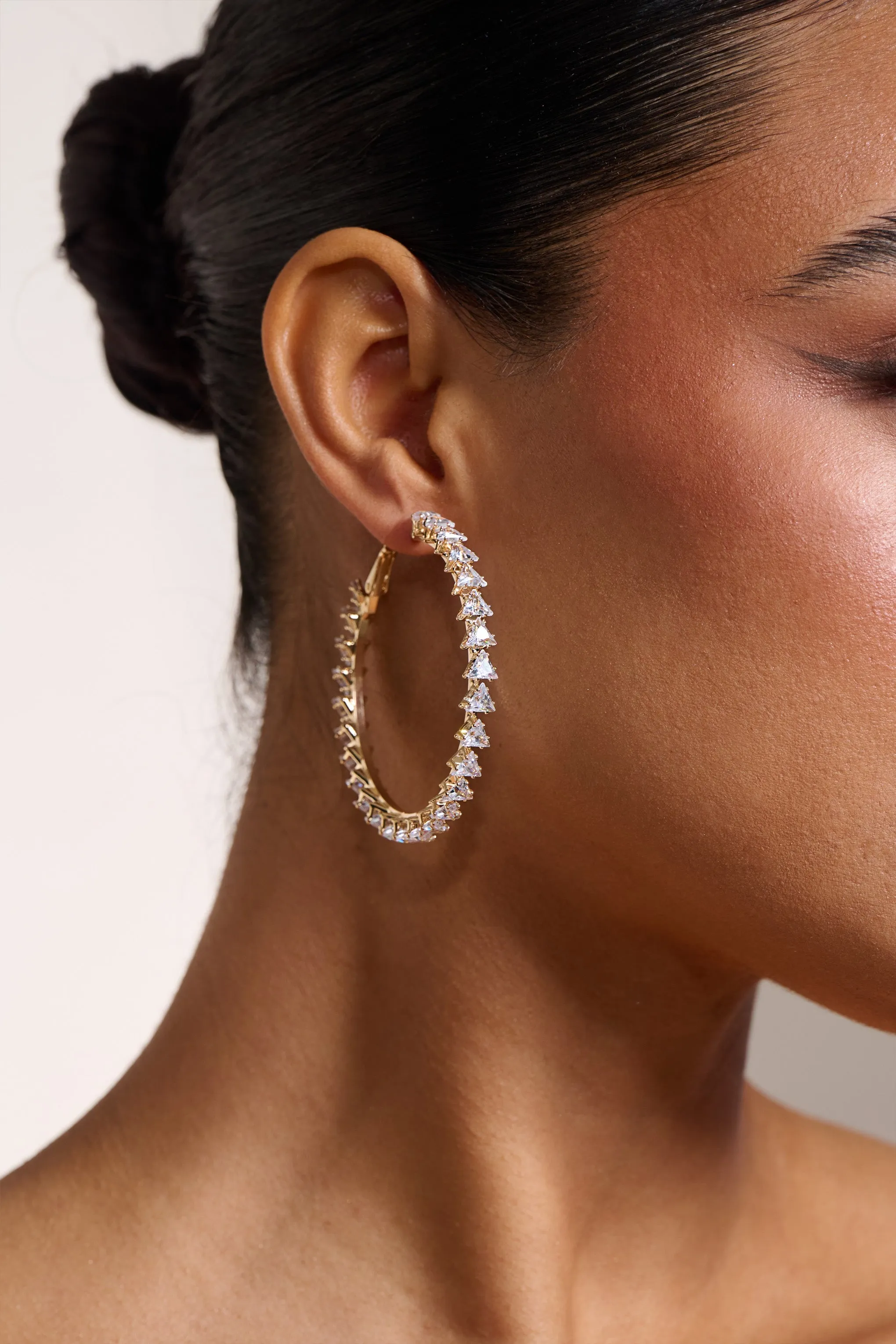 Sarah | Gold Diamante Hoop Earrings