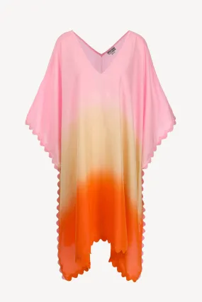 Seidenkaftan in Orange/Mango/Pink