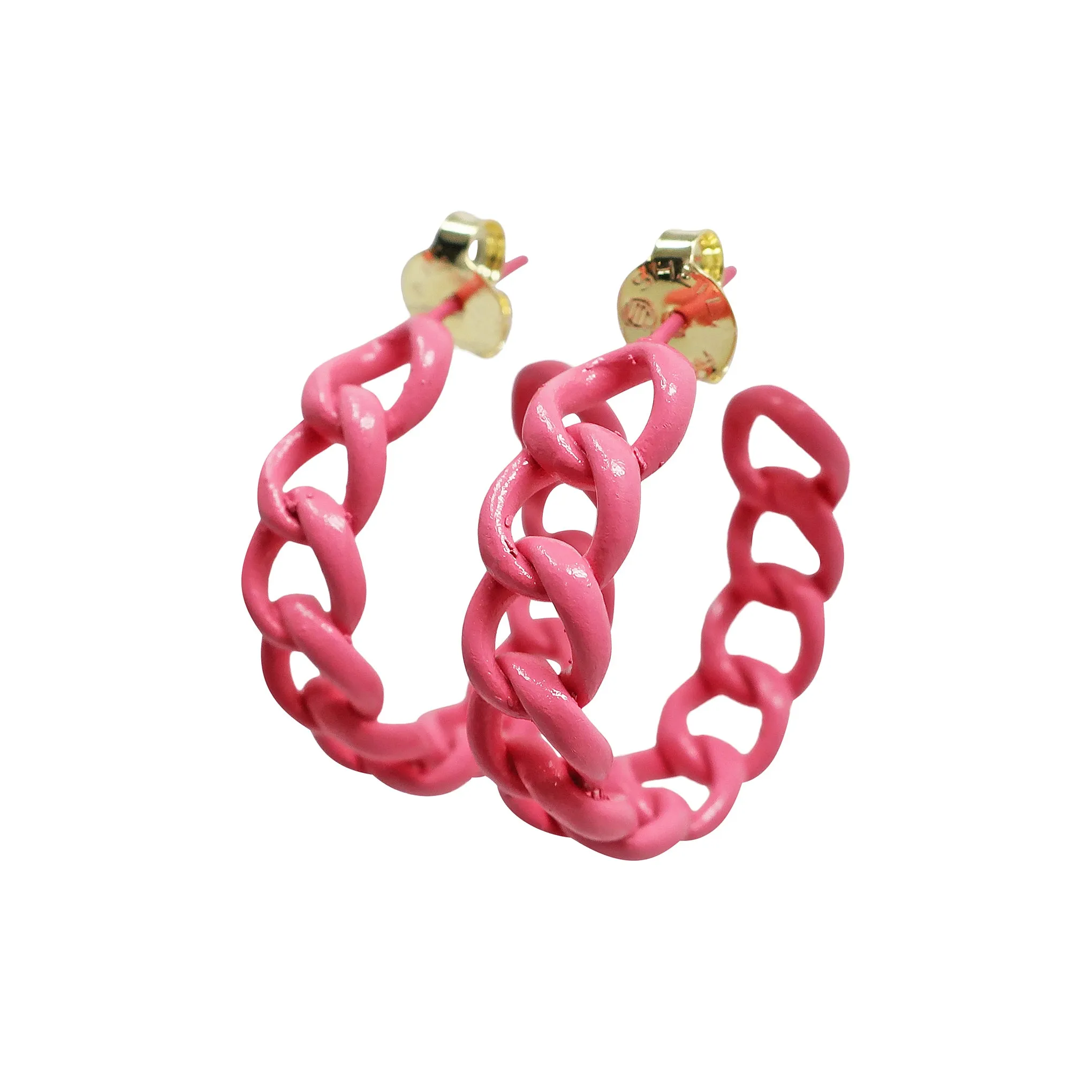 Sheila Fajl Petite Painted Chain Hoop Earrings in Pink