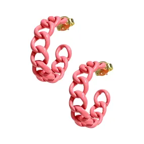 Sheila Fajl Petite Painted Chain Hoop Earrings in Pink