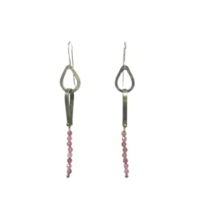 Silver Tear Drops Earrings with Tourmaline Beads by Eric Silva