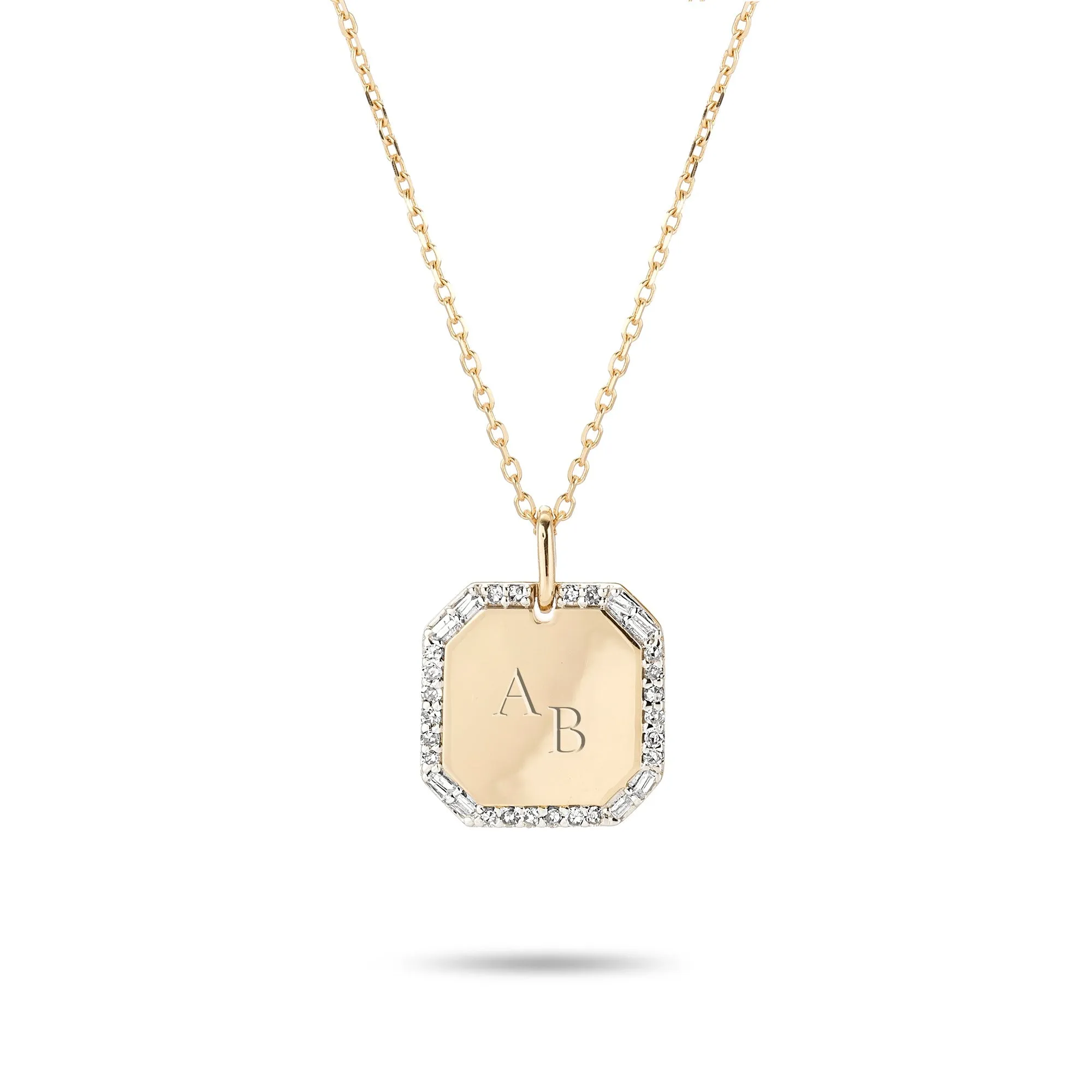 Square Pavé   Baguette Dog Tag