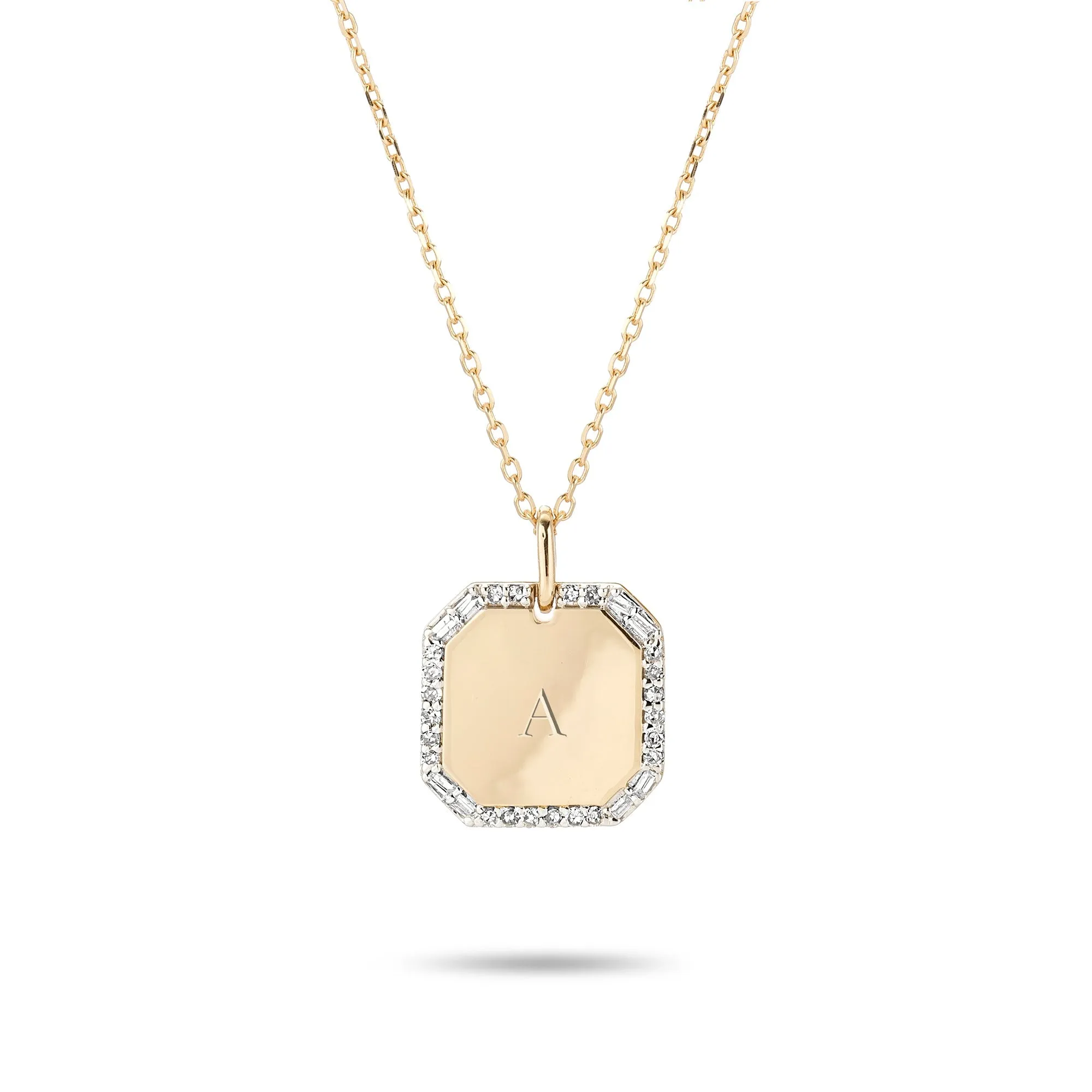 Square Pavé   Baguette Dog Tag