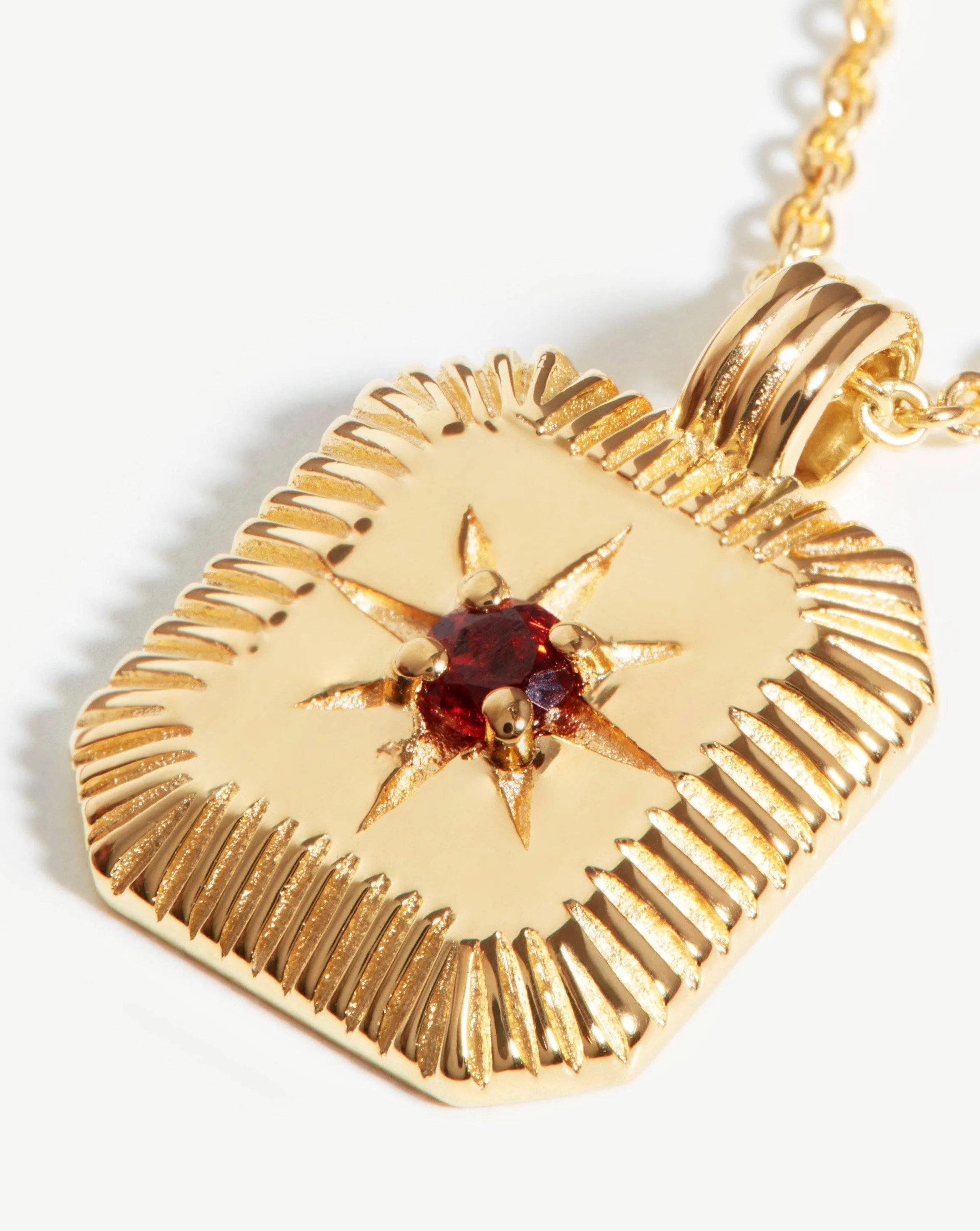 Star Ridge Birthstone Pendant Necklace | 18ct Gold Vermeil/Garnet