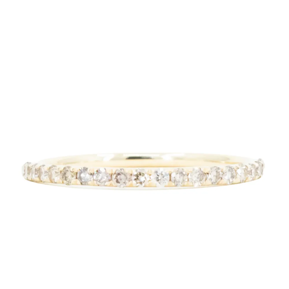 Straight Champagne Diamond French Set Wedding Band