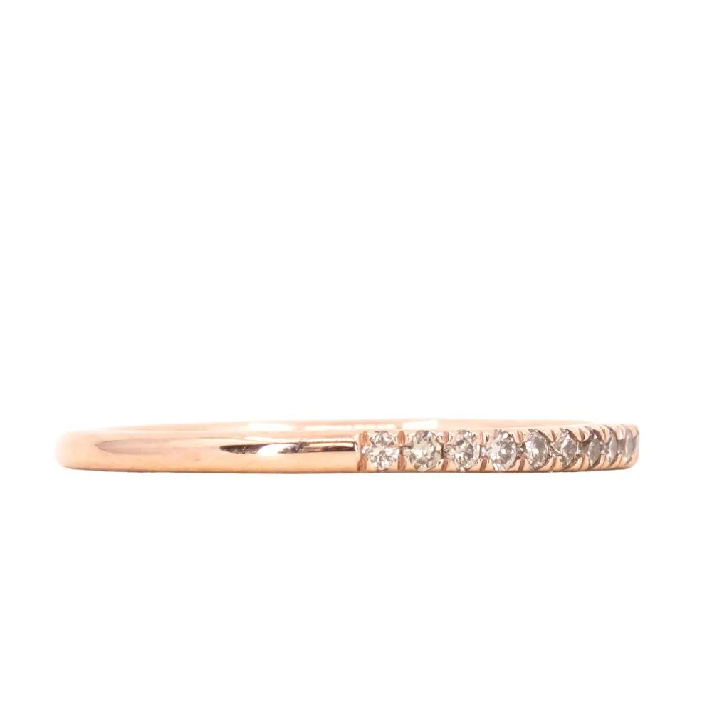 Straight Champagne Diamond French Set Wedding Band