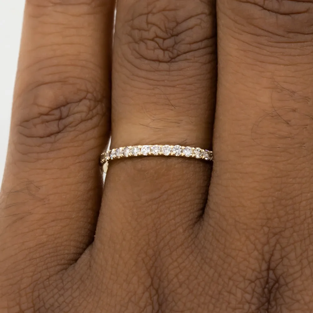 Straight Champagne Diamond French Set Wedding Band