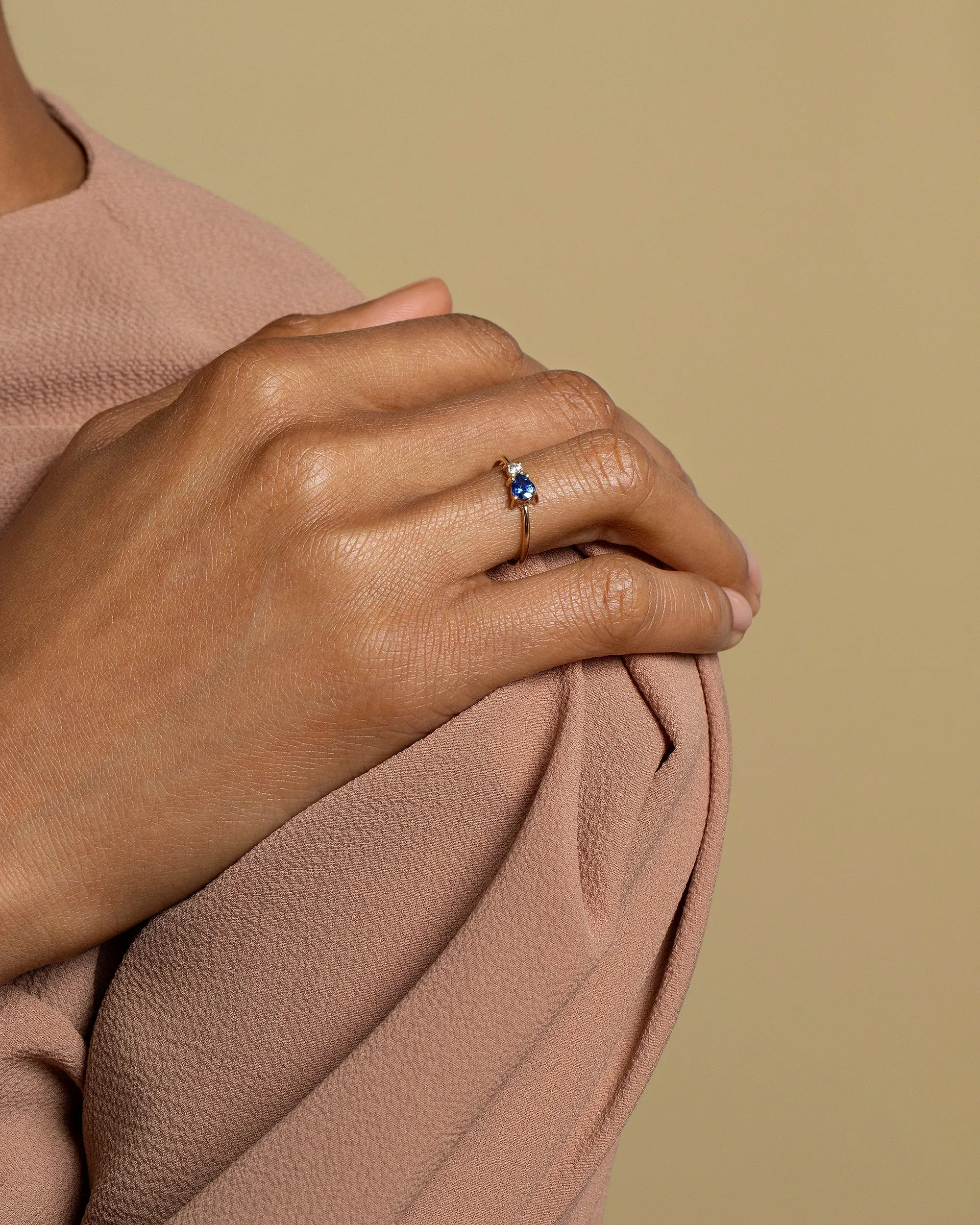 Teardrop Ring - Blue Sapphire