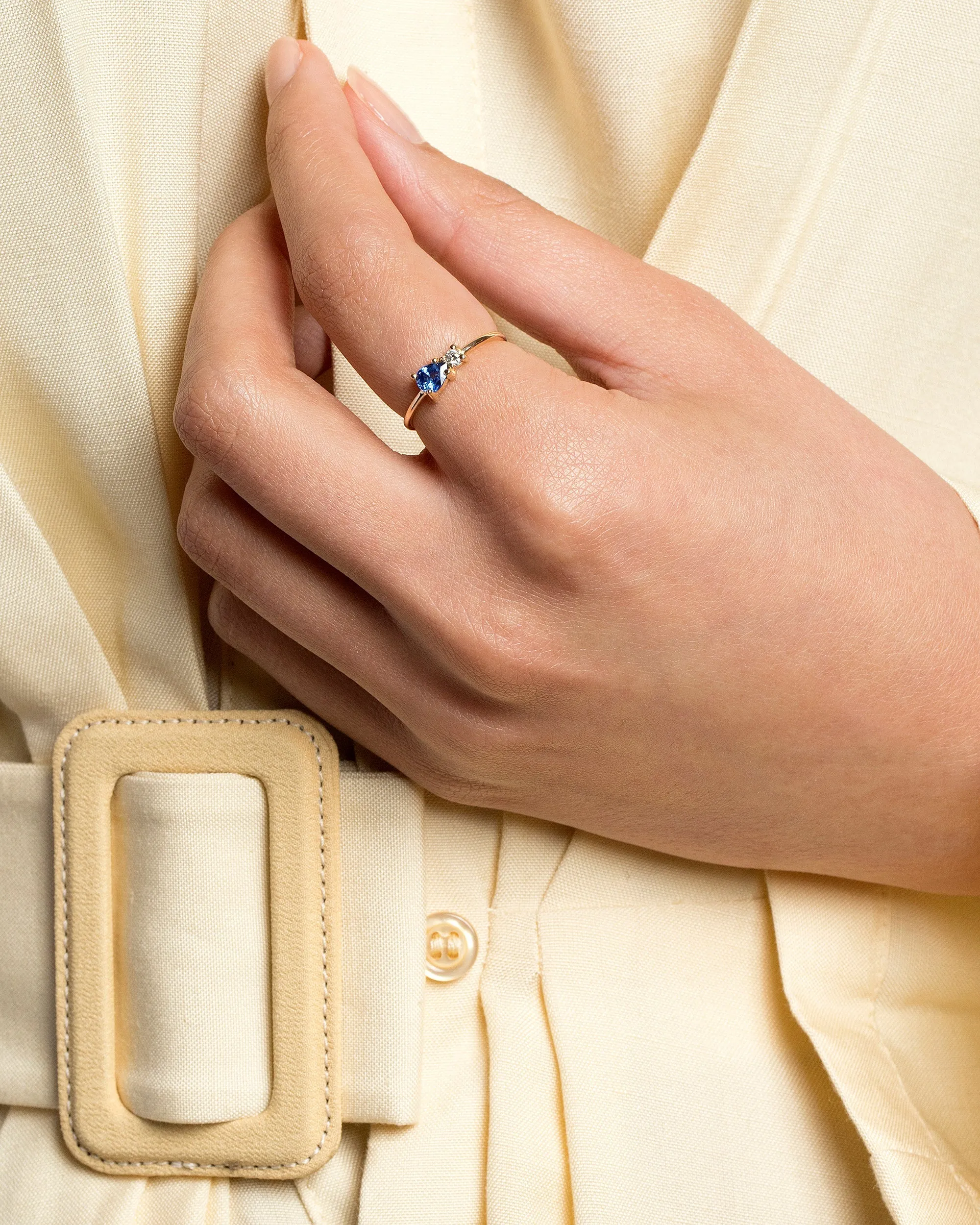 Teardrop Ring - Blue Sapphire