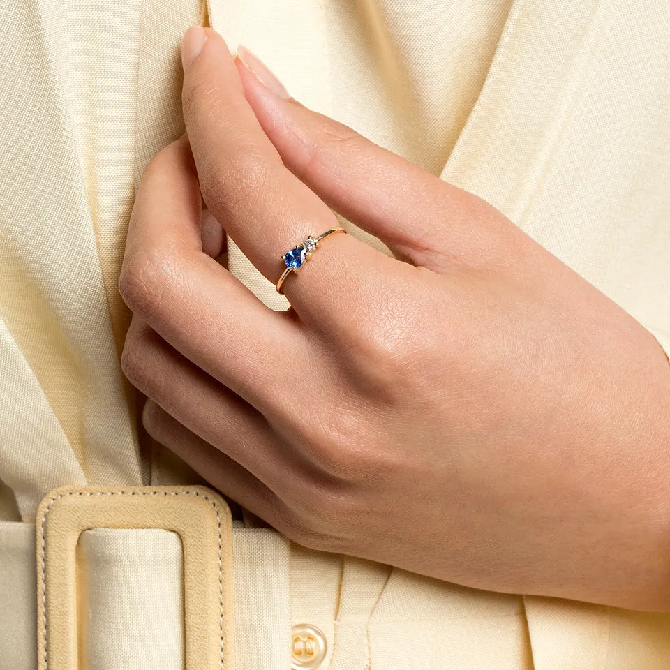 Teardrop Ring - Blue Sapphire