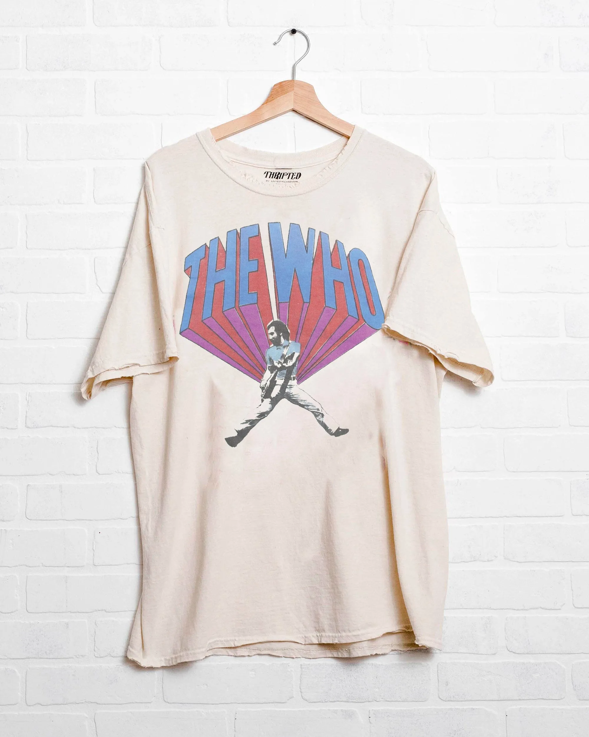 The Who Guitar Riff Off White Thrifted Distressed Tee