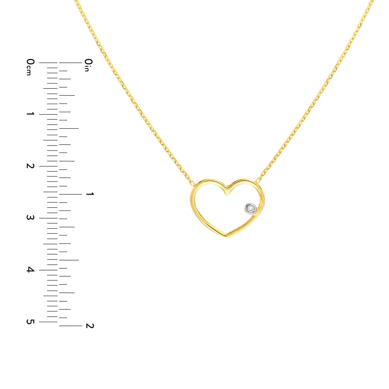 Two-tone Open Wire Heart Necklace with Diamond