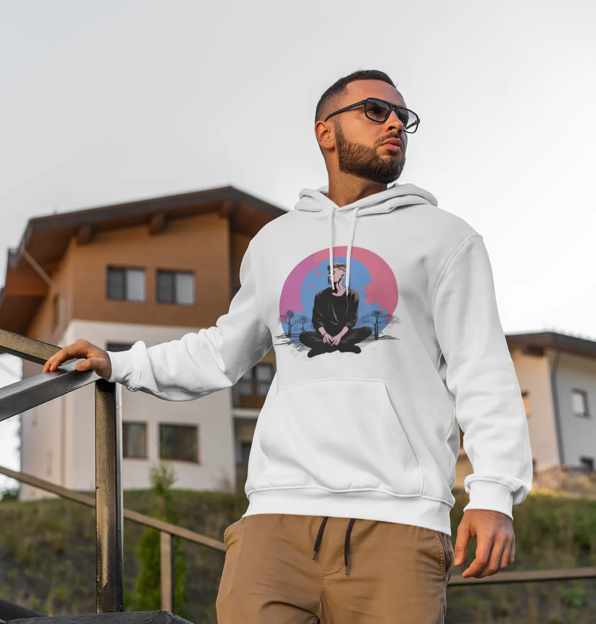 Unisex Bio-Hoodie mit Mental Health Motiv "Grübeln"