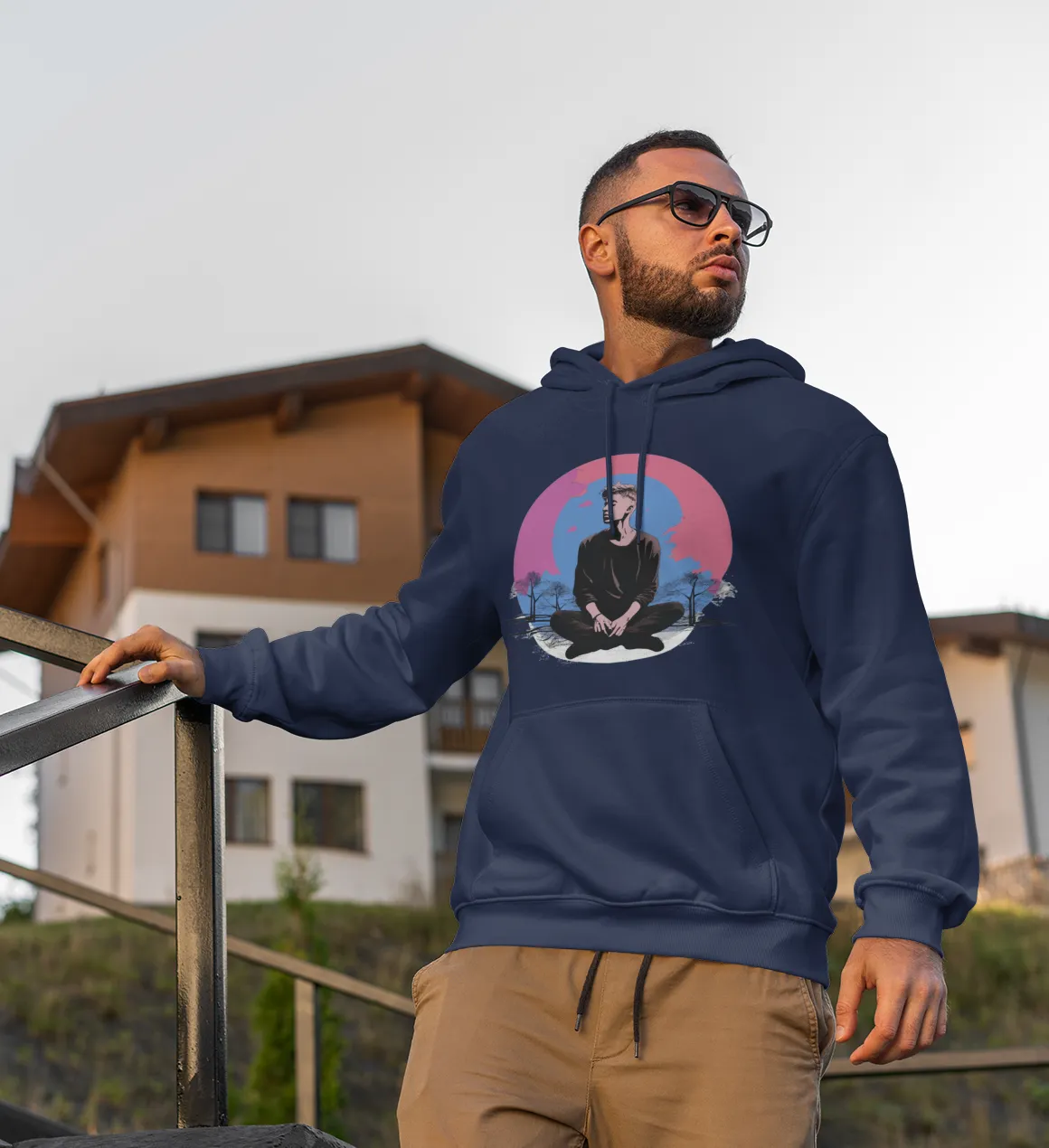 Unisex Bio-Hoodie mit Mental Health Motiv "Grübeln"