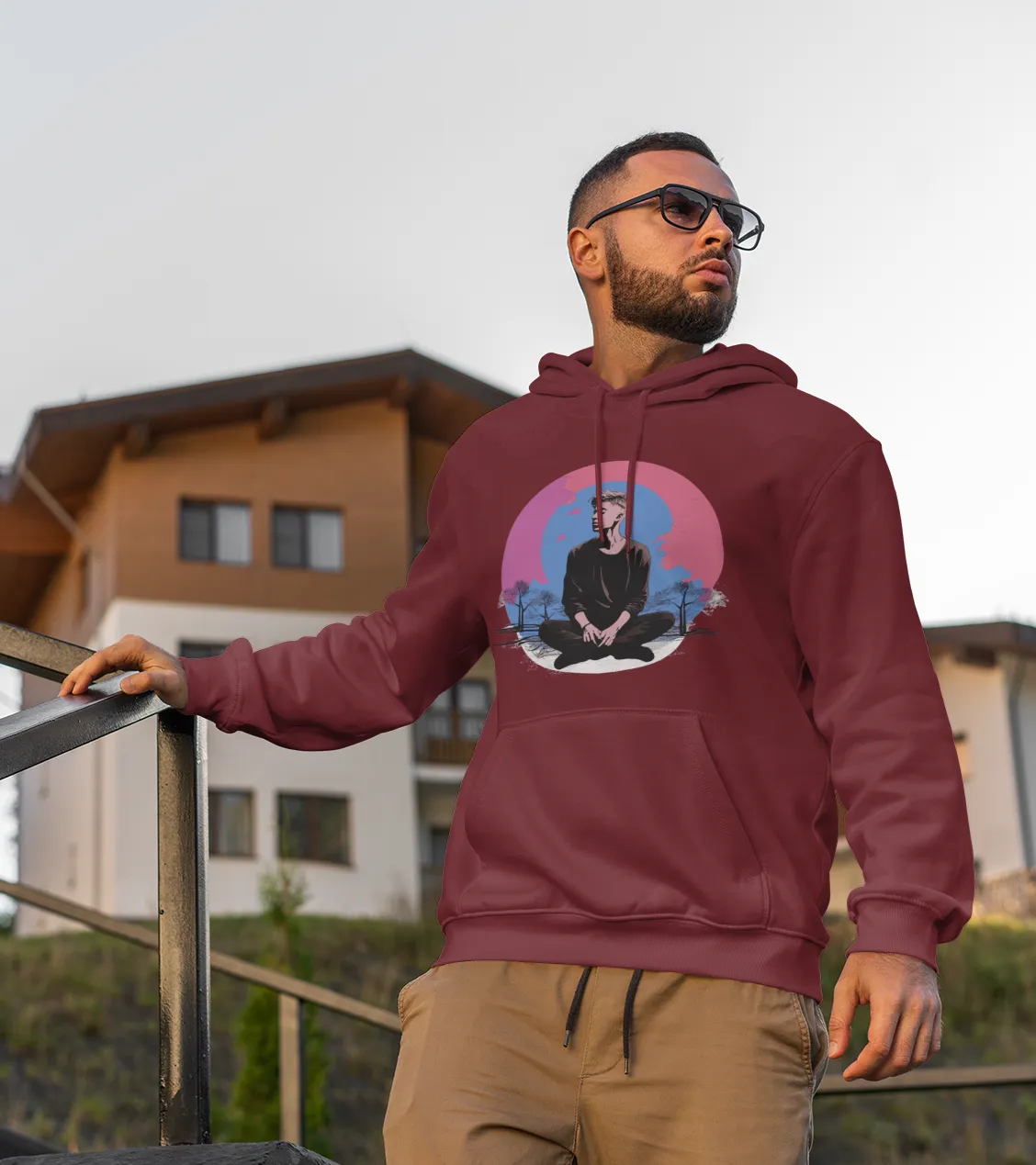 Unisex Bio-Hoodie mit Mental Health Motiv "Grübeln"