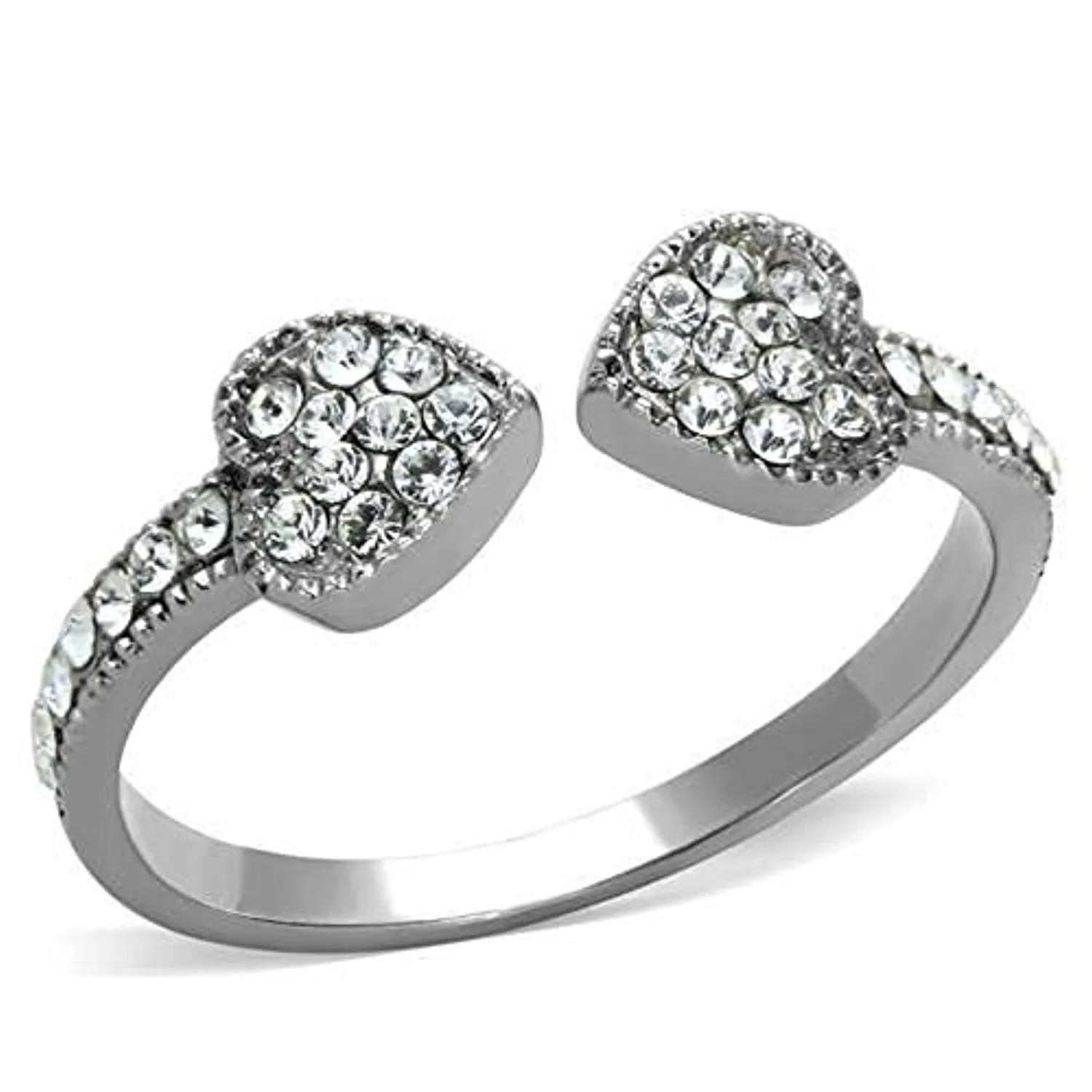 WildKlass Stainless Promise Steel Ring High Polished (no Plating) Women Top Grade Crystal Clear