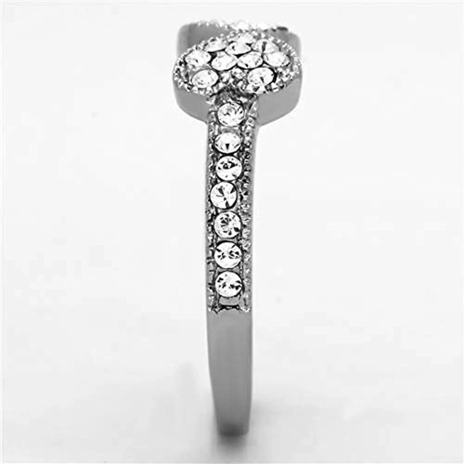 WildKlass Stainless Promise Steel Ring High Polished (no Plating) Women Top Grade Crystal Clear