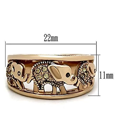 WildKlass Stainless Steel Animal Ring IP Rose Gold Women Top Grade Crystal Citrine Yellow