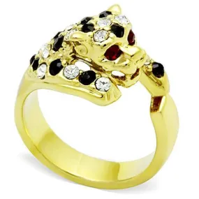 WildKlass Stainless Steel Animals Ring IP Gold Women Top Grade Crystal Multi Color