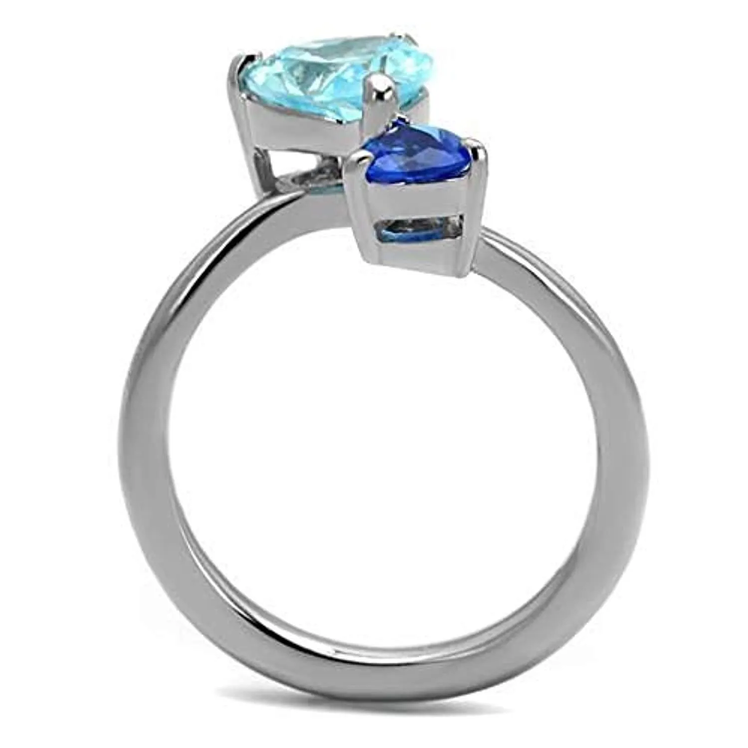 WildKlass Stainless Steel Ring High Polished Women AAA Grade CZ Sea Blue