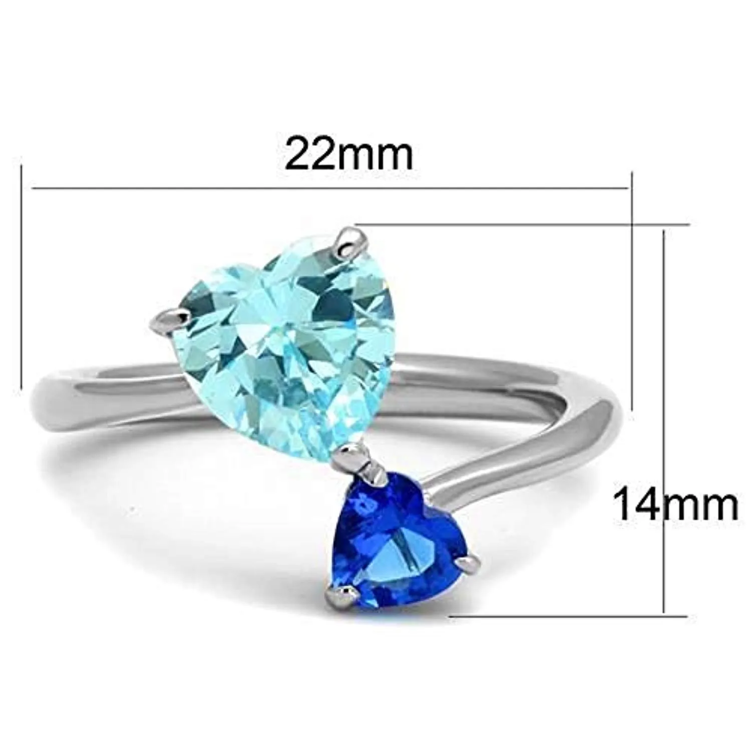 WildKlass Stainless Steel Ring High Polished Women AAA Grade CZ Sea Blue