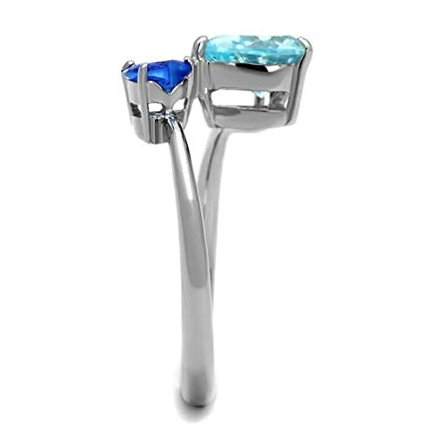 WildKlass Stainless Steel Ring High Polished Women AAA Grade CZ Sea Blue